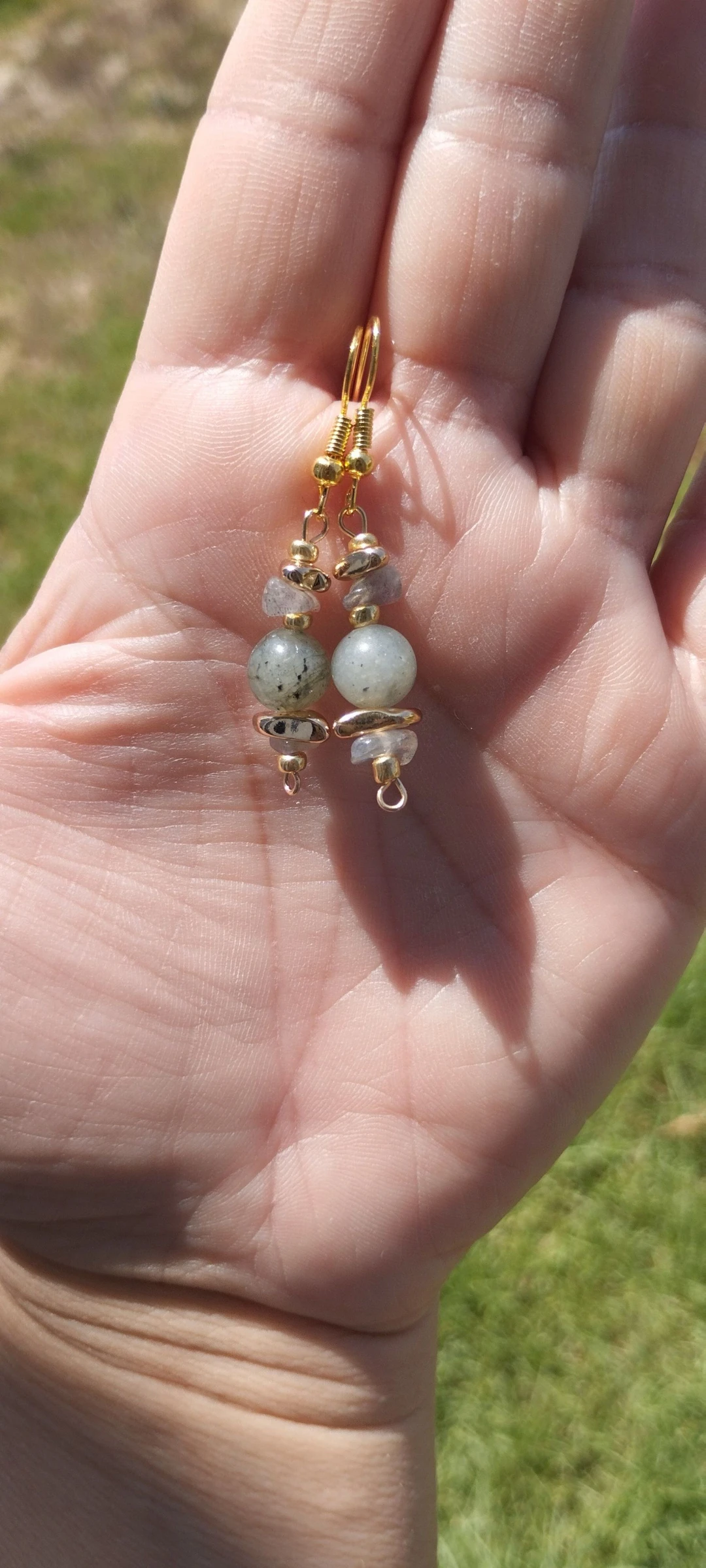 🧿🎁🪨Beautiful Labradorite and Hematite Earrings Gold Plated🪨🎁🧿 – photo 4